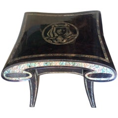 Tessellated Marble Side Table with Abalone Accents