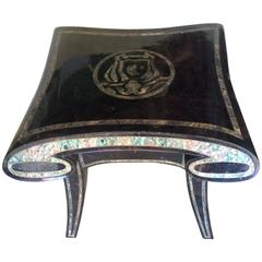 Unique and Rare Tessellated Marble Side Table with Abalone Accents 3