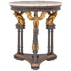 Gilt Griffin Round Marble-Top Center Table
