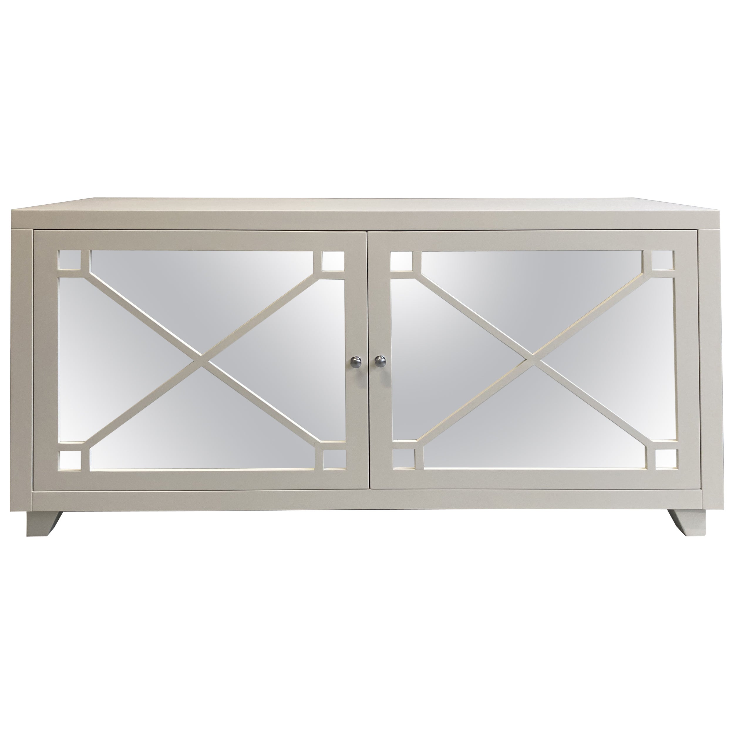 Italian Contemporary Lacquered White Wood and Mirror Sideboard For Sale