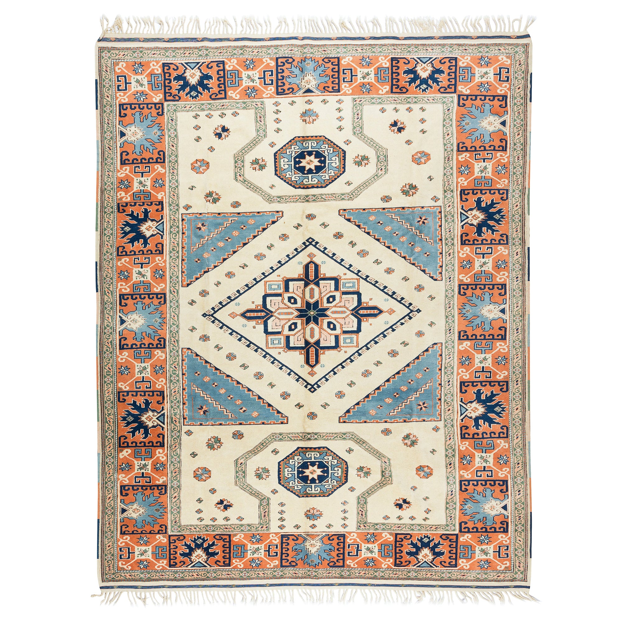 8x10 Ft Modern Handknotted Turkish Area Rug, Handmade Geometric Carpet, All Wool For Sale