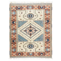8x10 Ft One-of-a-Kind Retro Turkish Rug, Traditional Handmade Geometric Carpet