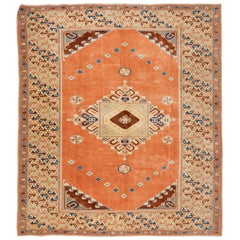 8.2x9.7 Ft Modern Unique Turkish Wool Area Rug, Handmade Carpet in Red Tones