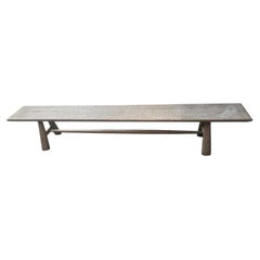 Andrianna Shamaris Impressive Minimalist Hand Carved Teak Wood Bench