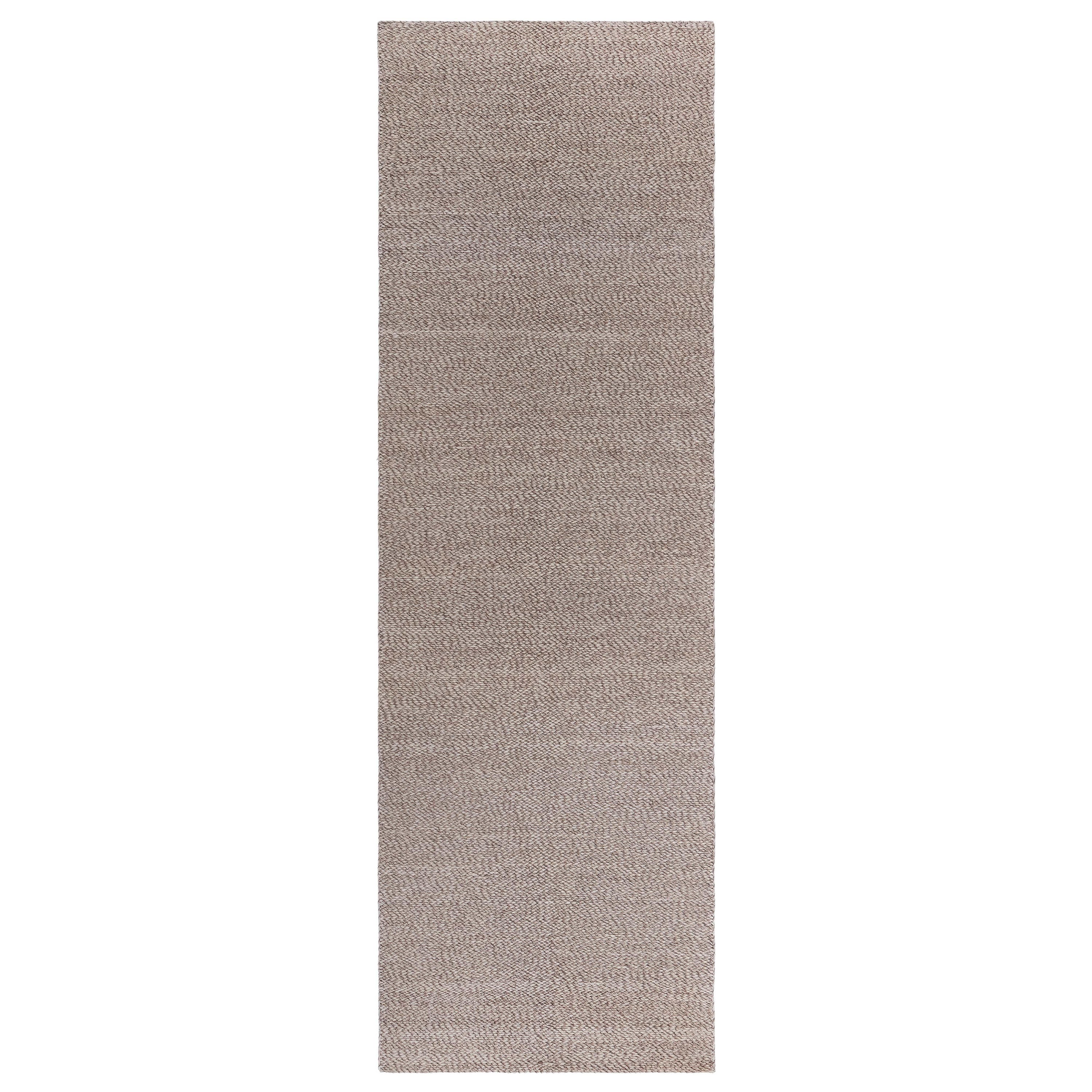 Contemporary Brown Handmade Wool Runner by Doris Lelie Blau