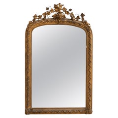 Antique Napoleon III Style Gilded Wood and Stucco Mirror, Early 20th Century
