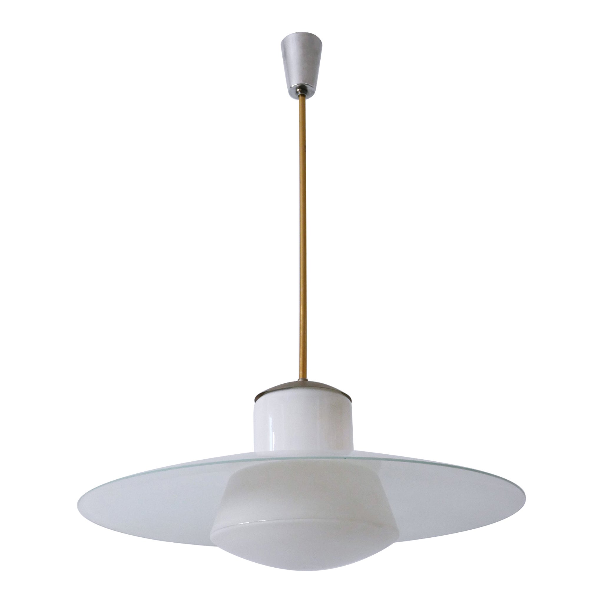 Rare Mid-Century Modern Pendant Lamp by Wolfgang Tümpel for Doria Germany 1950s For Sale