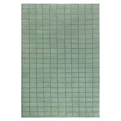  Checkered Swedish Green Half Pile Rug by Doris Leslie Blau