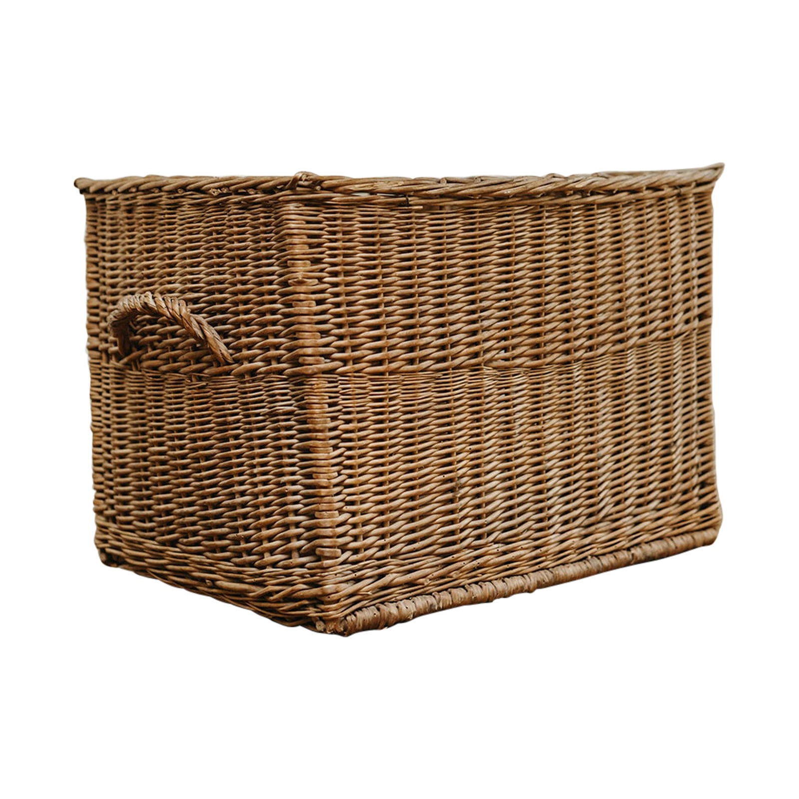 19th century wicker laundry basket  For Sale