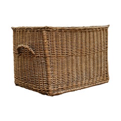 Vintage 19th century wicker laundry basket 