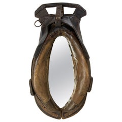 Antique French Draught Horse Yoke Collar Mirror, Late 19th Century