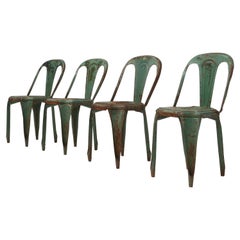 Set of 4 original Retro Tolix model A chairs, France 1950s