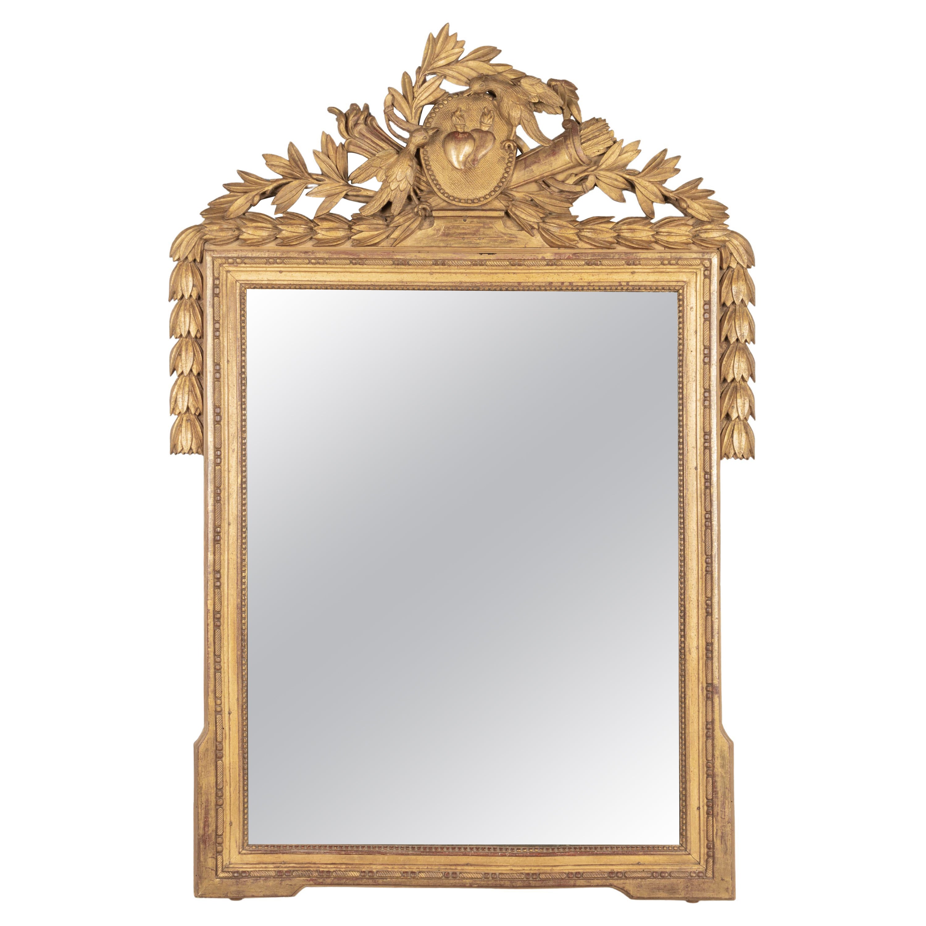 18th Century French Louis XVI Giltwood Bridal Mirror For Sale