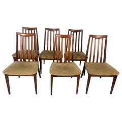 Set Of 6  Slat Back Teak Dining Chairs By G Plan Mid Century Modern