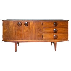 Vintage A rare mid century modern sideboard with round wooden pulls, circa 1960s