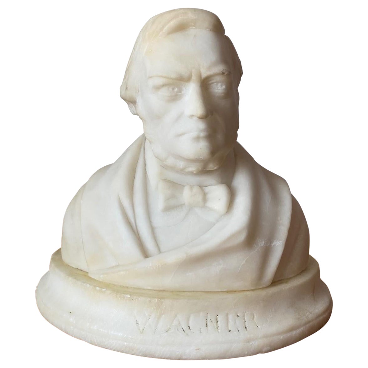 Antique Carved Marble Bust of Composer Richard Wagner marked ‘Wagner’ Italy For Sale