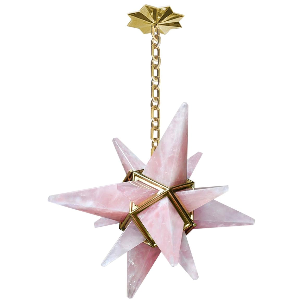 STAR14 Pink Rock Crystal Chandelier by Phoenix For Sale