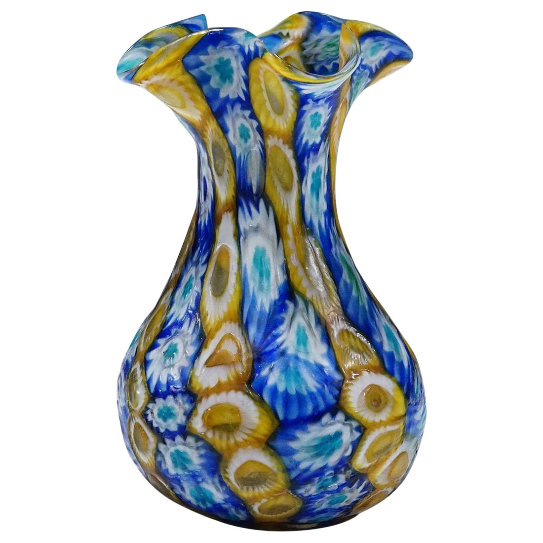 Antique Millefiori Vase, Fratelli Toso Murano ca. 1920s For Sale