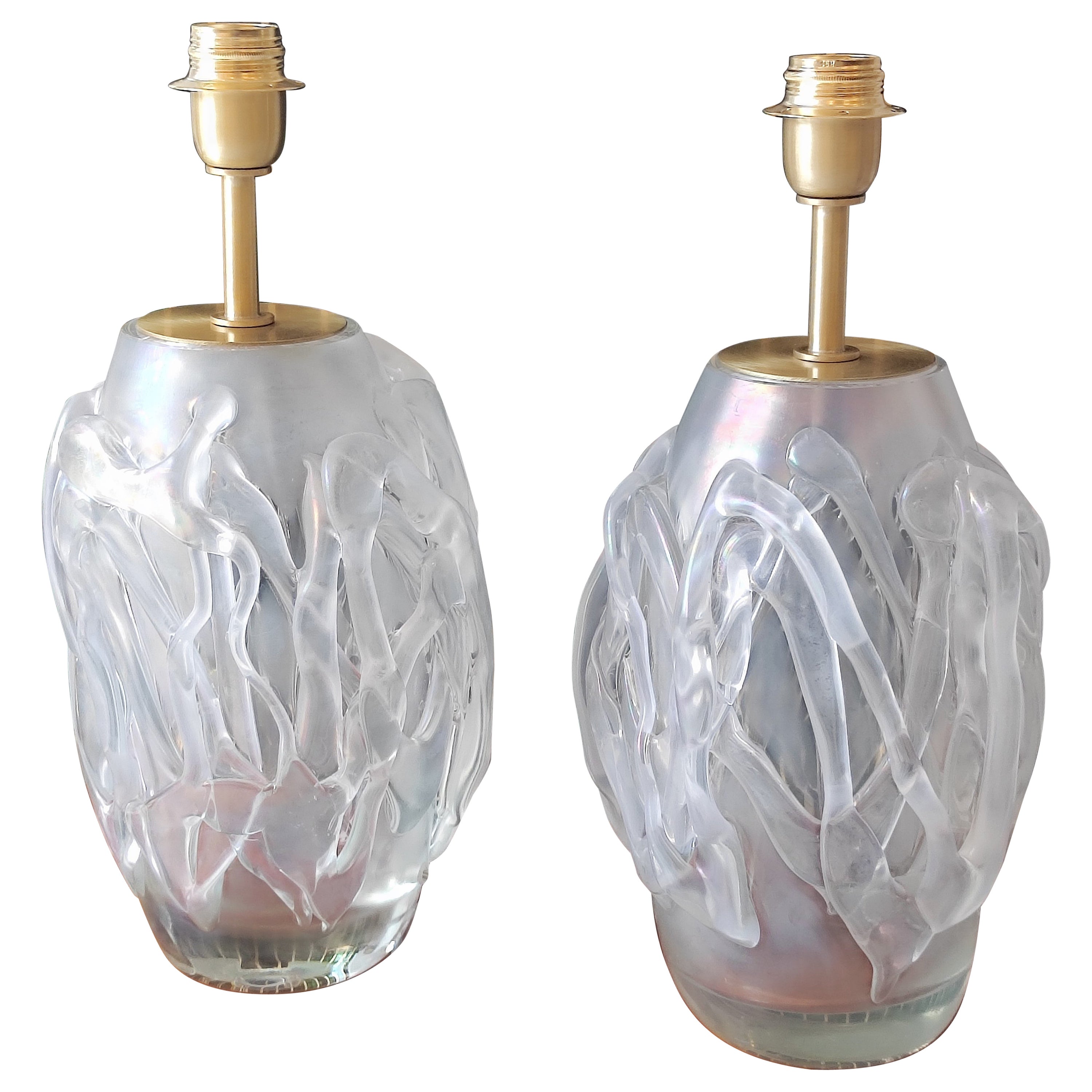 Pair of Murano Glass Table Lamps For Sale