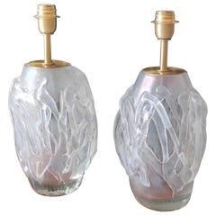 Paire de lampes de table en verre de Murano