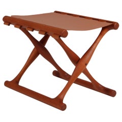 Vintage Poul Hundevad Guldhoj Teak Folding Stool, 1948