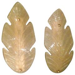 Large Barovier Murano Glass Leaf Sconces