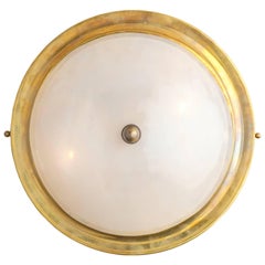 Plafonnier ou applique encastré en verre de Murano et laiton du milieu du siècle dernier