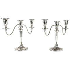 Antique English Silver Plate Three Arms Candelabra