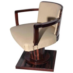Rotating Desk Armchair in Macassar Ebony, Art Deco Period