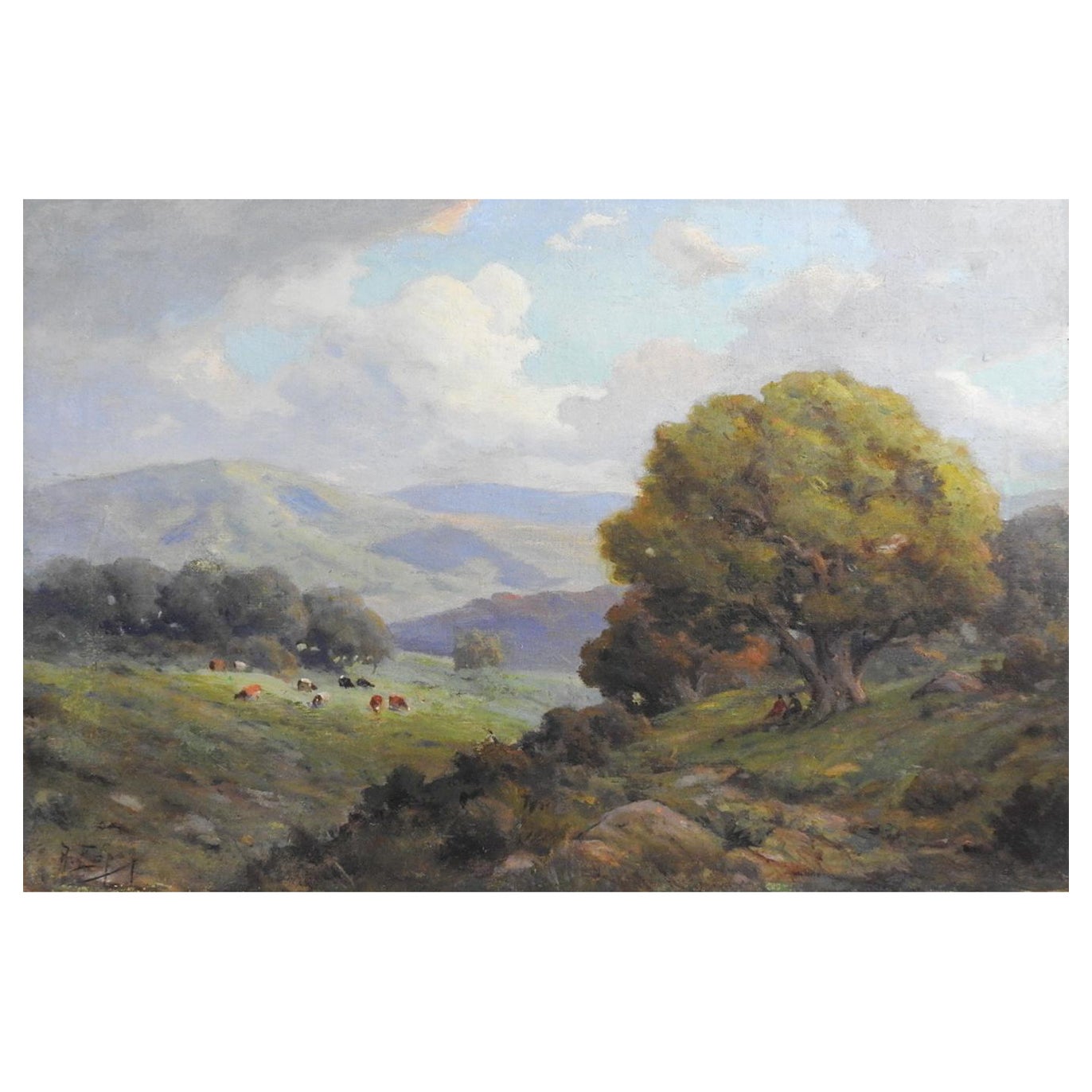 Vintage Angel Espoy Pastoral Landscape Painting For Sale