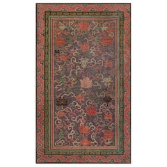 Antique Chinese Botanic Silk Carpet