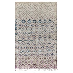 Marokkanischer Vintage-Teppich in Beige, Blau, Lila