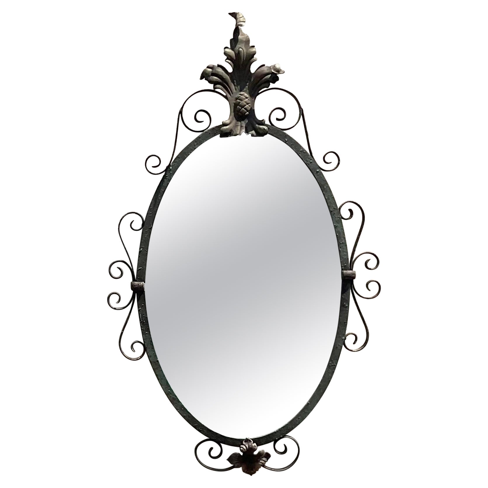 Miroir ovale en fer forgé Vintage Regency