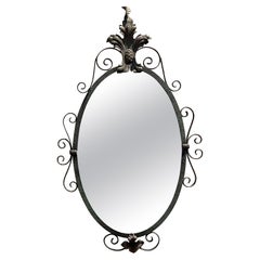 Retro Regency Wrought Iron Oval Mirror