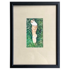 Hernán Sosa (Peru, b1965) Nude Watercolor Painting on Paper Framed