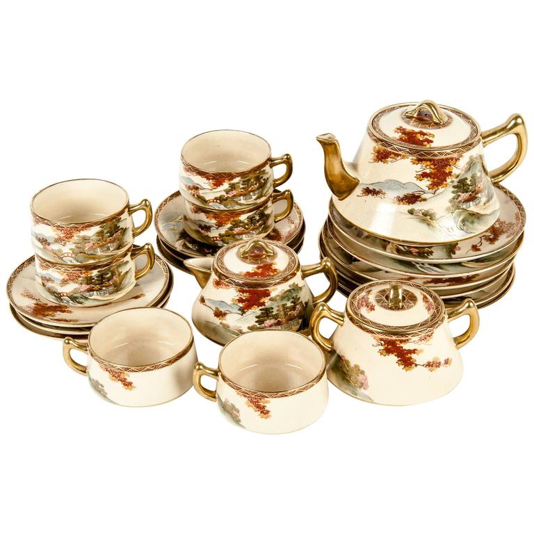 Vintage Oriental Tea Service for Six People at 1stDibs