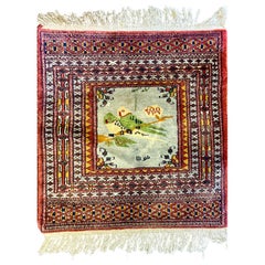 Handgeknüpfter persischer Gebetsteppich aus Wolle im viktorianischen Stil mit zwei Parakeetten  
