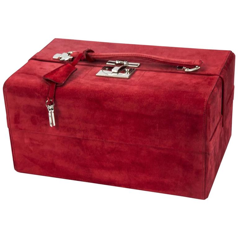Tanner Krolle London Red and Black Suede Leather Jewelry Case New Never