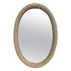 Mid-Century Large Oval Rope Mirror Adrien Audoux & Frida Minet