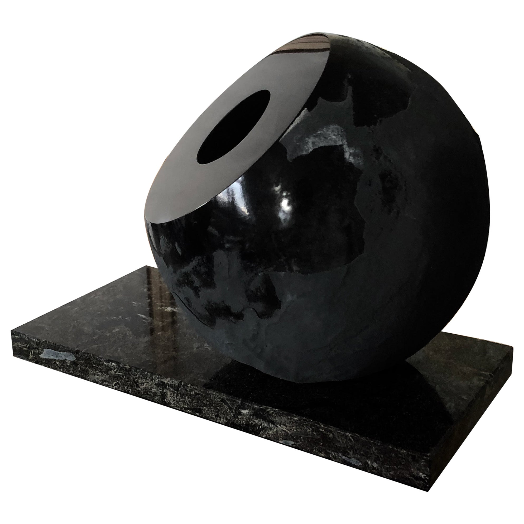 'Mother Night Sky' Vase Raw Black on Marble  For Sale