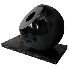 'Mother Night Sky' Vase Raw Black on Marble 