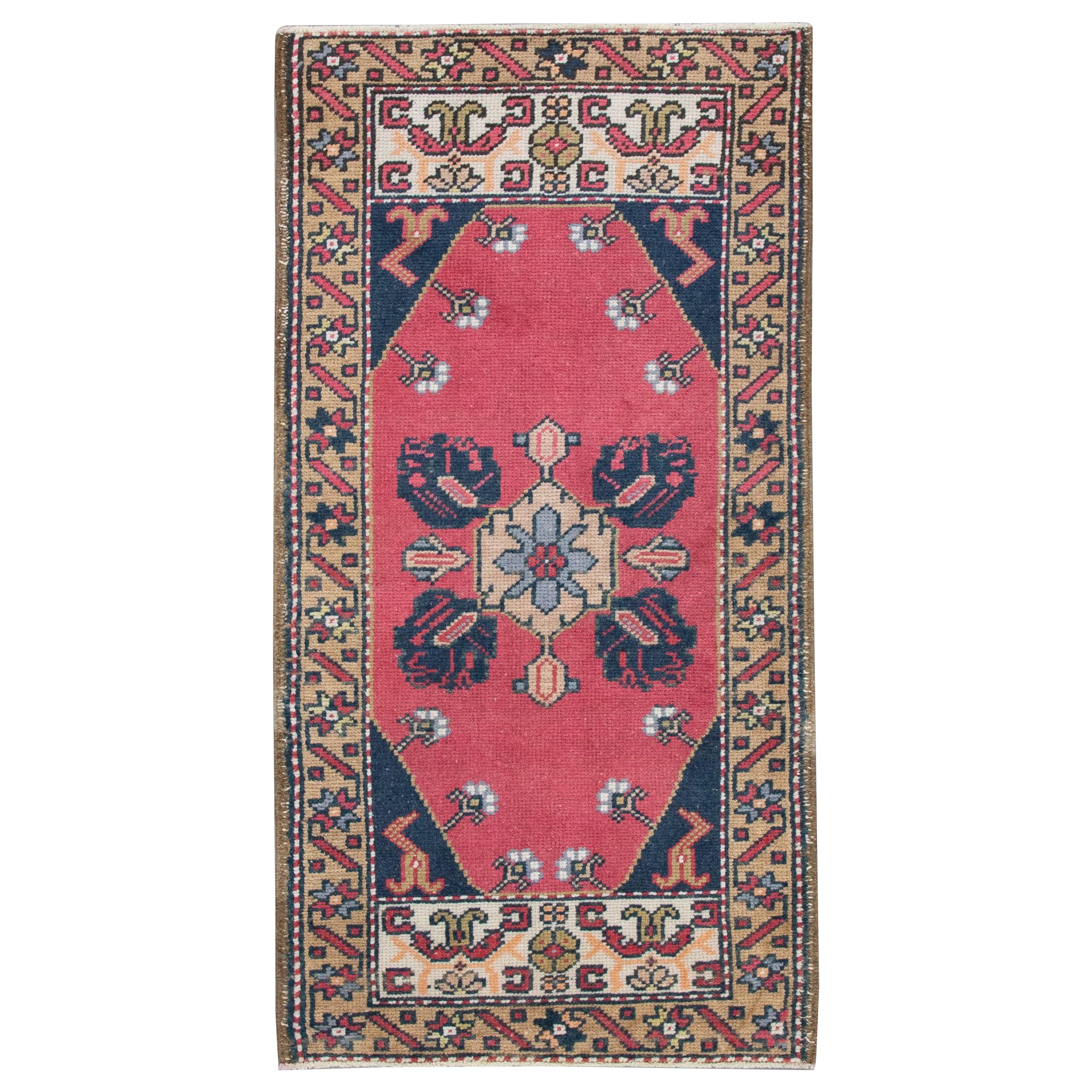 Oriental Hand Knotted Vintage Turkish Mini Rug 1'9" x 3'5" #25 For Sale
