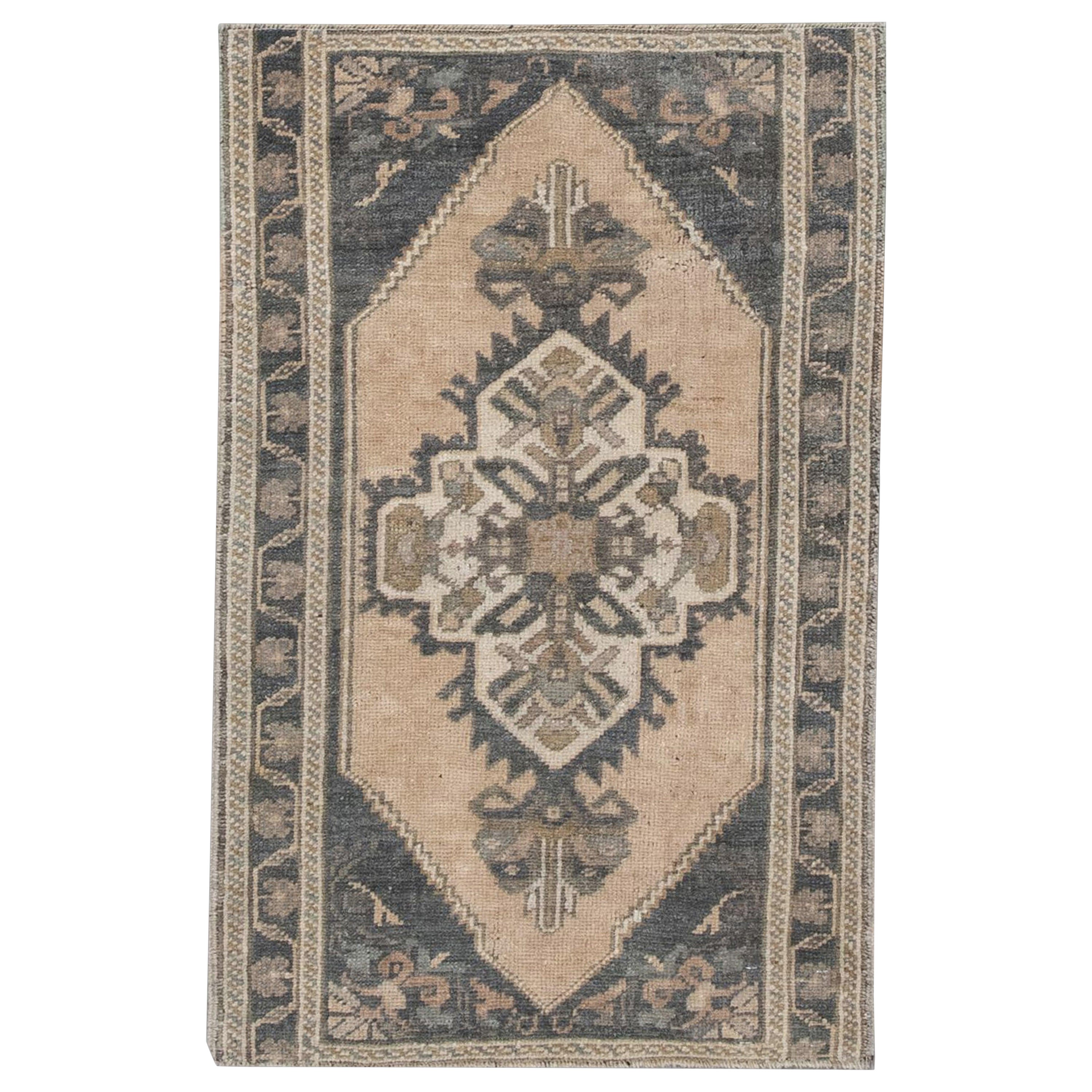 Oriental Hand Knotted Vintage Turkish Mini Rug 1'8" x 2'7" #109 For Sale