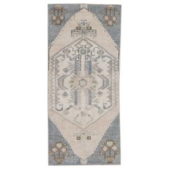 Mini tapis turc vintage noué à la main 1'2" x 2'8" n° 112
