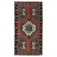 Mini tapis turc vintage noué à la main 1'8" x 3'2" n° 6165