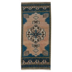 Mini tapis turc vintage noué à la main 1'4" x 3'1" n° 130