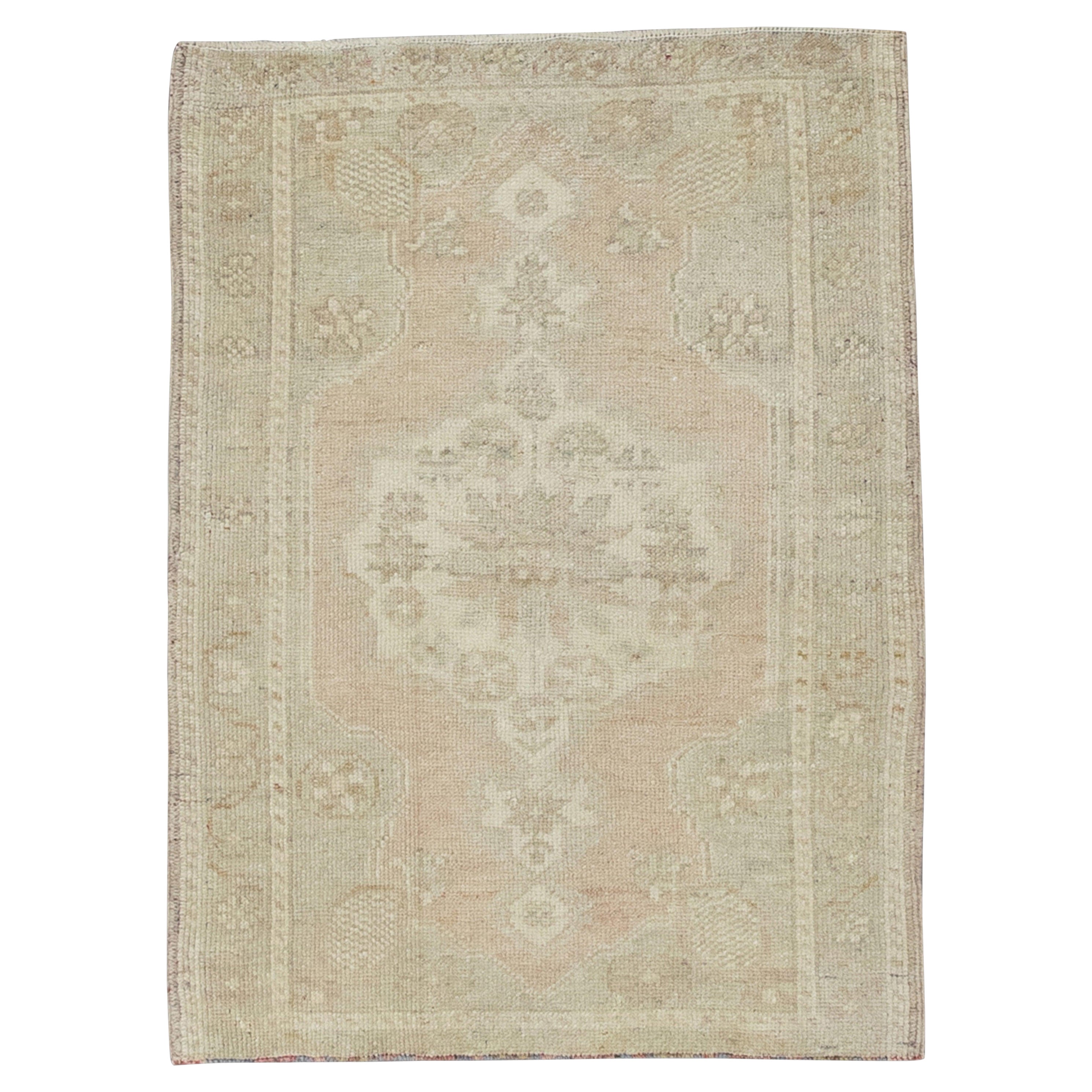 Oriental Hand Knotted Vintage Turkish Mini Rug 1'1" x 2'6" #8415 For Sale
