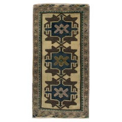 Mini tapis turc vintage noué à la main 1'8" x 3'2" #1368