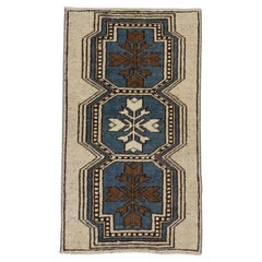 Mini tapis turc vintage noué à la main 1'5" x 2'5" n°144