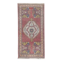 Mini tapis turc vintage noué à la main 1'7" x 3'4" n°148